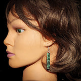 Natural Turquoise Rectangle Hook Earrings (E112)