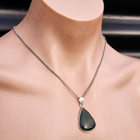 Silver Plated Natural Greenstone Handmade Irregular Shaped Necklace (30X35)