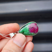 Solid Sterling Silver & Ruby Zoisite Handmade Necklace