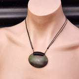 NZ Greenstone Pounamu Oval Plate Pendant Necklace