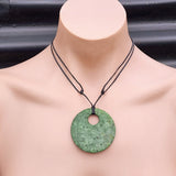 NZ Greenstone Pounamu Disk Pendant Necklace (N430)