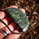 NZ Greenstone Pounamu Plate Pendant Necklace (N1018)