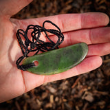 NZ Greenstone Pounamu Freeform Pendant Necklace (N1053)