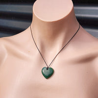 Natural Greenstone Heart Pendant Necklaces