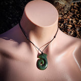 NZ Greenstone Pounamu Hook Pendant Necklace (N942)