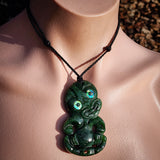 NZ Greenstone Pounamu Tiki Pendant Necklace (N1002)