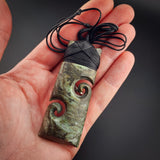 Natural Obay Stone / Polychrome Schist Koru Toki Pendant Necklace (N2148)