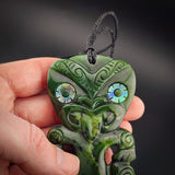 Natural Jade Hei Tiki Pendant Necklace (N2152)