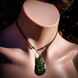 NZ Greenstone Pounamu Tiki Pendant Necklace (N1010)