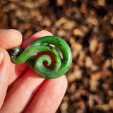 NZ Greenstone Pounamu Koru Twist Pendant Necklace (N954)