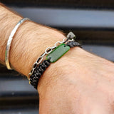 Natural Greenstone One Off Macrame Bracelet (1A3-798)