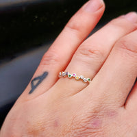 (Q) Solid 925 Sterling Silver & Mixed CZ Eternity Ring