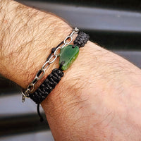Natural Greenstone One Off Macrame Bracelet (1A3-779)