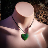 NZ Greenstone Pounamu Heart Pendant Necklace (N959)
