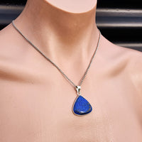 Silver Plated Natural Lapis Lazuli Handmade Pear Shaped Necklace (30X40)