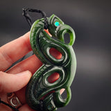 Natural Jade XL Double Sided Double Manaia Pendant Necklace (N2221)