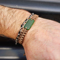 Natural Greenstone One Off Macrame Bracelet (1A3-777)