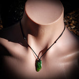 NZ Greenstone Pounamu Freeform Pendant Necklace (N748)