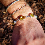 925 Sterling Silver & Citrine Stone Chain Bracelet