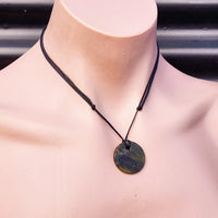 NZ Greenstone Pounamu Disk Pendant Necklace (N311)