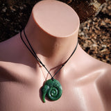 Natural Jade Kiwi Koru Pendant Necklace (N1121)