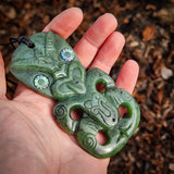 Natural Jade Hei Tiki Pendant Necklace (N1066)