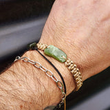 Natural Greenstone One Off Macrame Bracelet (1A3-792)