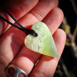NZ Greenstone Pounamu Heart Pendant Necklace (N815)