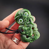 Natural Jade Hei Tiki Pendant Necklace (N2186)