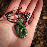 Natural Jade Koru Twist Pendant Necklace (N1071)