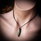NZ Greenstone Pounamu Natural Freeform Pendant Necklace (N720)