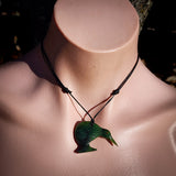 NZ Greenstone Pounamu Kiwi Pendant Necklace (N1009)