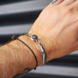 Solid Sterling Silver & Natural Labradorite Handmade Cuff Bracelet