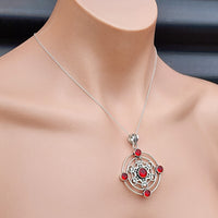 Solid Sterling Silver & Natural Garnet Handmade Pendant Necklace