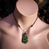 NZ Greenstone Pounamu Tiki Pendant Necklace (N1001)