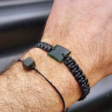 Natural Greenstone One Off Macrame Bracelet (1A3-763)