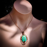 Handmade Copper & Natural Chrysoprase Wire Wrap Tree Necklace