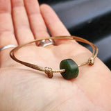 NZ Greenstone Pounamu One Off Macrame Anklet (1A3-774)