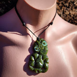 NZ Greenstone Pounamu Tiki Pendant Necklace (N1024)