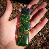 Natural Jade Quad Koru Toki Pendant Necklace (N1204)