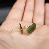 Irregular Greenstone & Solid Silver Stud Earrings (1A2C1)