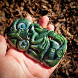 NZ Greenstone Pounamu XL Tiki Pendant Necklace (N913)