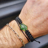 Natural Greenstone One Off Macrame Bracelet (1A3-791)