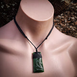 Natural Jade Etched Toki Pendant Necklace (N1183)