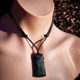 NZ Greenstone Pounamu Etched Toki Pendant Necklace (N1026)