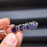 Handmade Solid Sterling Silver & 4x Setting Natural Amethyst Pendant Necklace