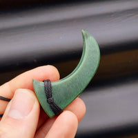 NZ Greenstone Pounamu Hook Pendant Necklace (N215)