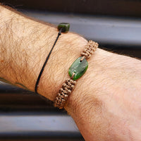 Natural Greenstone One Off Macrame Bracelet (1A3-766)