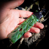 XL NZ Greenstone / Pounamu Manaia Toki Pendant Necklace (N719)