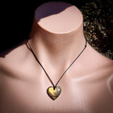 Natural Gold Labradorite Carved Heart Pendant Necklace (1BBB304)
